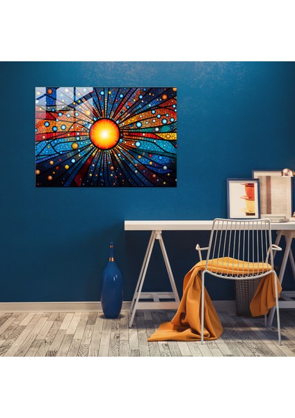 Aborijin Noktalı Cam Baskı - Aborijin, Modern Sanat, Cam Baskı, Kaleydoskop, 45X30 modelleri