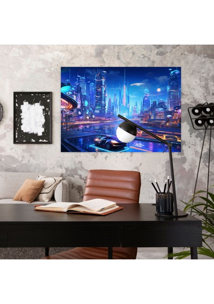 Blockchain Şehir Manzarası Duvar Sanatı - Blockchain, Neon Işıklar, Ev Dekorasyonu, Gökdelenler, 50X30 fiyatları