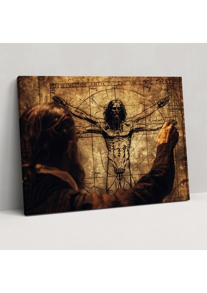Vitruvian Man Leonardo Da Vinci Wall Art - Leonardo Da Vinci, Home Decoration, Canvas Print, Canvas Wall Art, 50X30