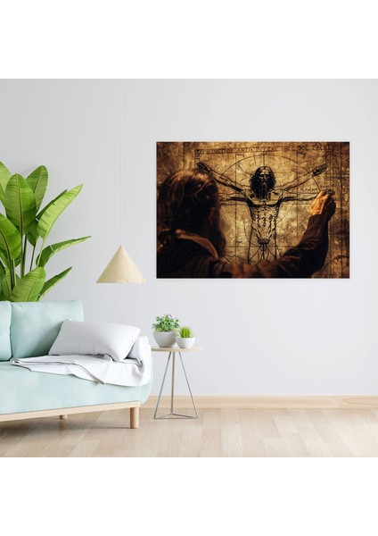 Vitruvian Man Leonardo Da Vinci Wall Art - Leonardo Da Vinci, Home Decoration, Canvas Print, Canvas Wall Art, 50X30