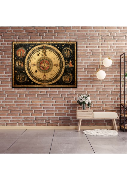 Astrolojik Burçlar Kanvas Tablo - Burçlar, Duvar Süslemesi, Astrolojik Harita, Kanvas Tablo, 50X30