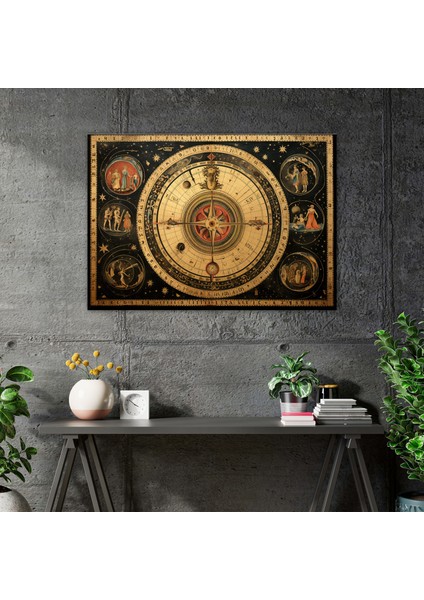 Astrolojik Burçlar Kanvas Tablo - Burçlar, Duvar Süslemesi, Astrolojik Harita, Kanvas Tablo, 50X30
