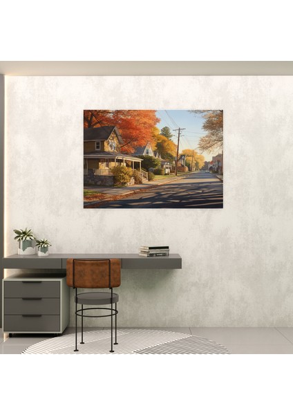 Sonbahar Banliyö Sokağı Kanvas Tablo - Harlem, Kanvas Tablo, Kanvas Tablo, Sonbahar Yaprakları, 50X30 fiyatları