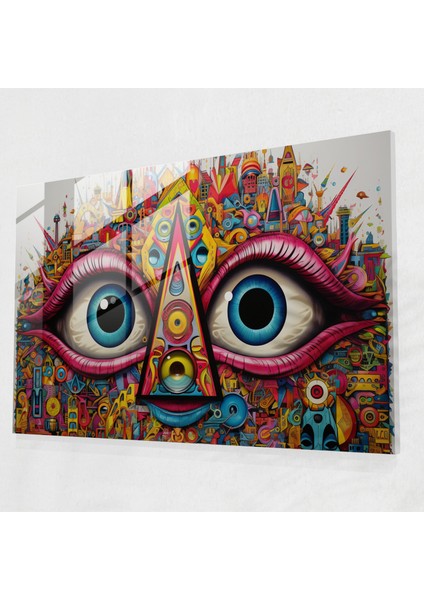 Illuminati Pop Art Cam Baskı - Illuminati, Ünlü Semboller, Cam Baskı, Kalın, 35X25