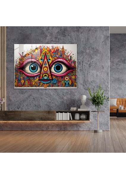 Illuminati Pop Art Cam Baskı - Illuminati, Ünlü Semboller, Cam Baskı, Kalın, 35X25