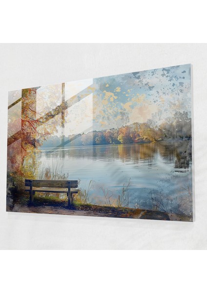 Empresyonizm Lakeside Cam Duvar Tablosu - Empresyonizm, Empresyonizm, Duvar Süslemesi, Cam Duvar Sanatı, 45X30