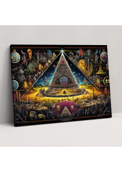 Illuminati Komplo Teorisi Kanvas Tablo - Illuminati, Ev Dekorasyonu, Gizli Gündemler, 50X30