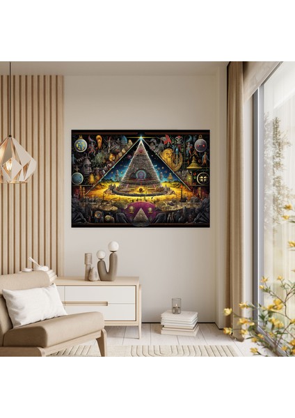 Illuminati Komplo Teorisi Kanvas Tablo - Illuminati, Ev Dekorasyonu, Gizli Gündemler, 50X30