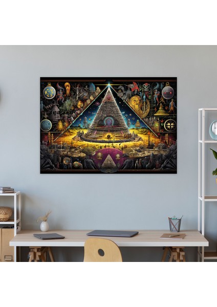 Illuminati Komplo Teorisi Kanvas Tablo - Illuminati, Ev Dekorasyonu, Gizli Gündemler, 50X30