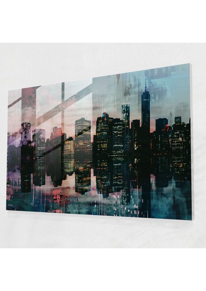 Empresyonizm Alacakaranlık Şehir Manzarası Cam Baskı - Empresyonizm, Cam Baskı, Modern Sanat, Duvar Dekorasyonu, 45X30