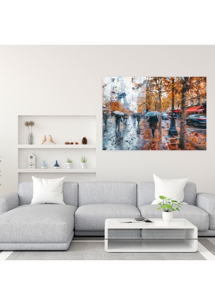 Empresyonizm Paris Sokak Cam Duvar Sanatı - Empresyonizm, Sokak Sahnesi, Empresyonizm, Ev Dekorasyonu, 90X60 modelleri