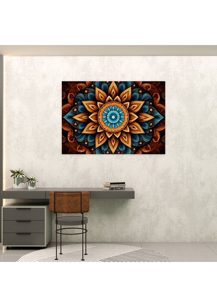 Hipnotik Huzur Kanvas Tablo - Hipnoz, Meditatif Mandala, Simetrik Desenli Kanvas Tablo, 50X30 modelleri