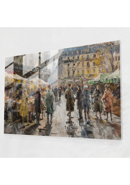 Empresyonizm Duvar Dekorasyonu - Hareketli Pazar Meydanı - Empresyonizm, Empresyonizm, Alışveriş Yapanlar, Duvar Dekorasyonu, 45X30
