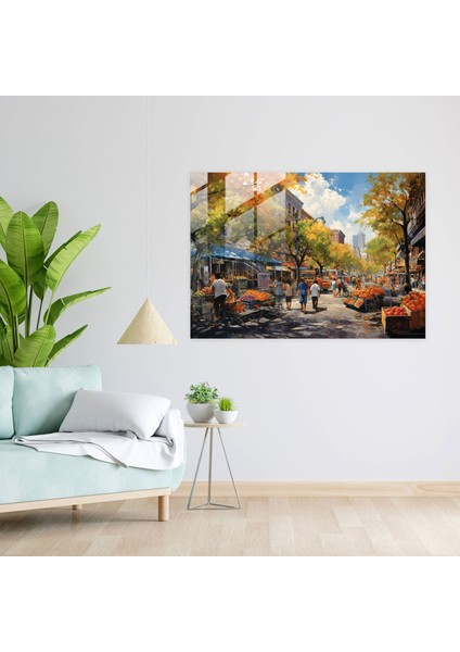 Harlem Cam Duvar Sanatı - Canlı Sokak Sahnesi - Harlem, Hareketli Pazarlar, Cam Sanatı, Cam Duvar Sanatı, 45X30 fiyatları