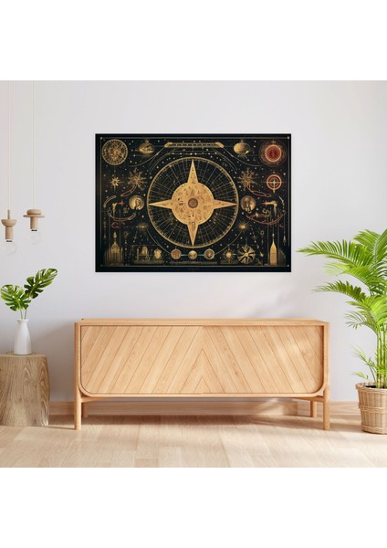 Ezoterizm Vintage Duvar Tablosu - Illuminati, Duvar Sanatı, Ezoterizm, Ev Dekorasyonu, 50X30 modelleri