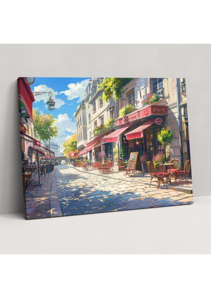 Paris Izlenimleri Duvar Sanatı - Empresyonizm, Kanvas Tablo, Duvar Dekorasyonu, Kafe Masaları, 50X30