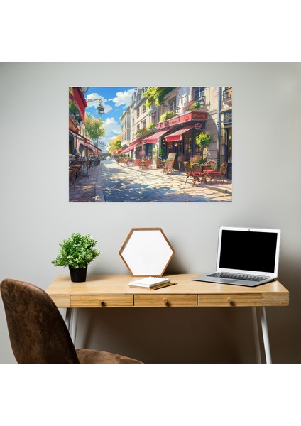 Paris Izlenimleri Duvar Sanatı - Empresyonizm, Kanvas Tablo, Duvar Dekorasyonu, Kafe Masaları, 50X30