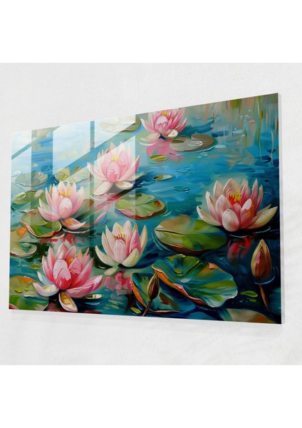 Empresyonizm Nilüferler Ev Dekorasyonu - Empresyonizm, Modern Sanat, Ev Dekorasyonu, Cam Baskı, 45X30