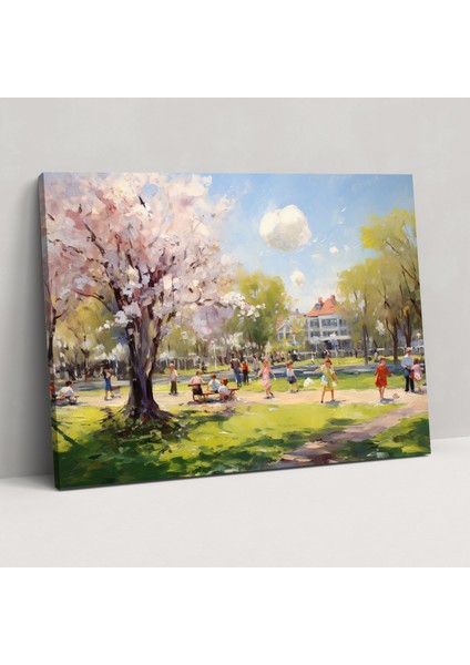 Sakin Banliyö Kanvas Tablo - Harlem, Quaint Banliyö Parkı, Sakinleştirici Atmosfer, Banliyö, 50X30