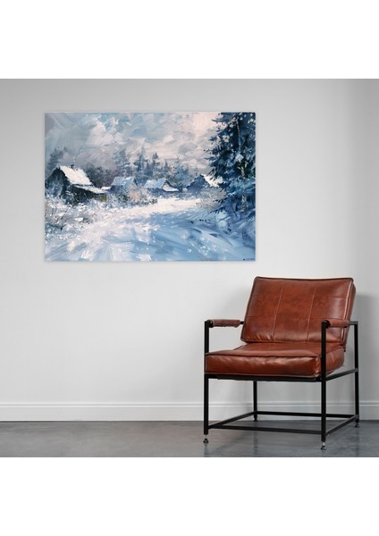Empresyonizm Karlı Köy Kış Günü Duvar Sanatı - Empresyonizm, Duvar Sanatı, Kanvas Tablo, Duvar Dekorasyonu, 50X30 fiyatları
