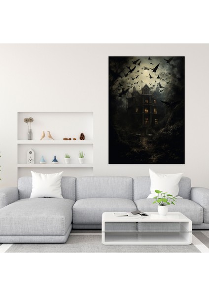 Korku Karanlık Kanatlı Yaratıklar Kanvas Tablo - Korku, Eskimiş Köşk, Büyüleyici, Korku, 30X50 fiyatları