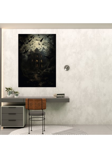 Korku Karanlık Kanatlı Yaratıklar Kanvas Tablo - Korku, Eskimiş Köşk, Büyüleyici, Korku, 30X50 modelleri