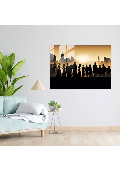 Harlem Siluetleri Cam Baskı - Harlem, Siluet, Ev Dekorasyonu, Hareketler, 45X30 modelleri