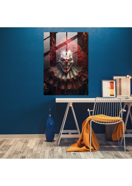Korku Cam Baskı - Sirk Çadırında Ürpertici Palyaço - Korku, Çarpık Gülümseme, Ev Dekorasyonu, Ürpertici Palyaço, 30X45 fiyatları