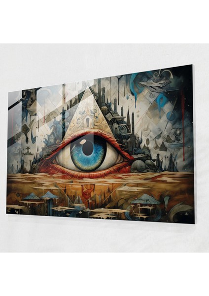 Illuminati Gizli Sembolleri Cam Baskı - Illuminati, Gizli Illuminati Sembolleri, Cam Duvar Sanatı, Gizem, 45X30