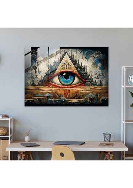 Illuminati Gizli Sembolleri Cam Baskı - Illuminati, Gizli Illuminati Sembolleri, Cam Duvar Sanatı, Gizem, 45X30