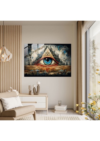 Illuminati Gizli Sembolleri Cam Baskı - Illuminati, Gizli Illuminati Sembolleri, Cam Duvar Sanatı, Gizem, 45X30