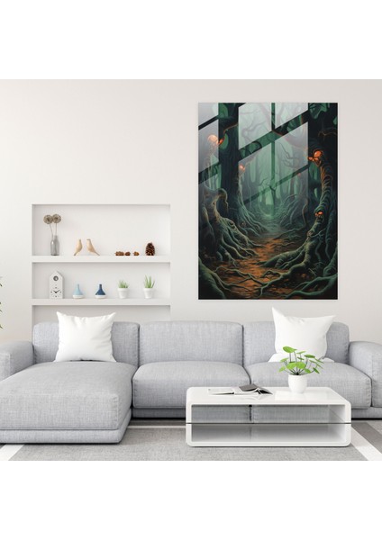 Korku Cam Baskı - Parlayan Gözlerle Perili Orman - Korku, Perili Orman, Cam Baskı, Modern Sanat, 30X45 fiyatları