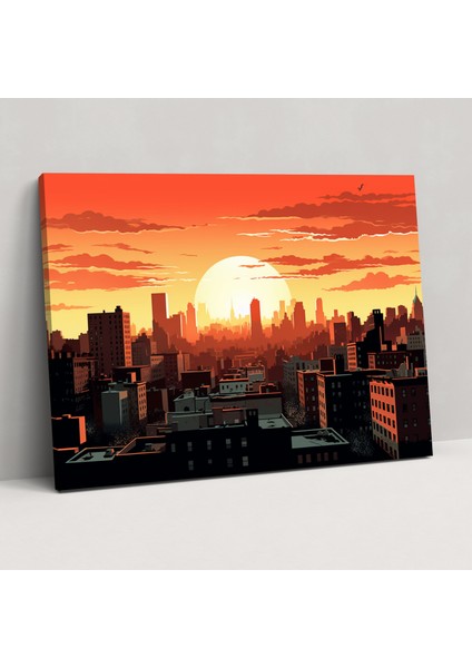 Harlem Skyline Duvar Sanatı - Harlem, Gün Batımı, Harlem Skyline, Harlem, 50X30