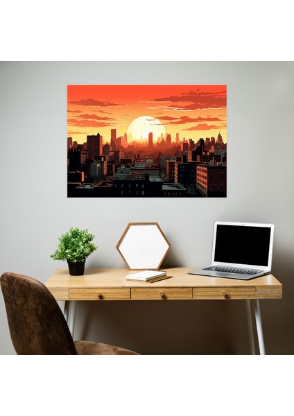 Harlem Skyline Duvar Sanatı - Harlem, Gün Batımı, Harlem Skyline, Harlem, 50X30 modelleri