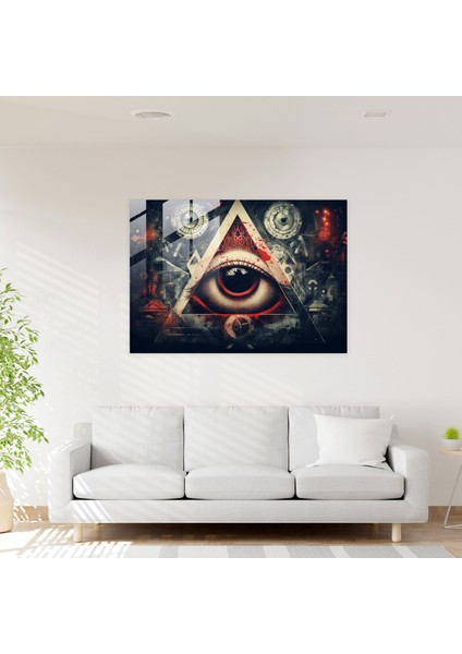 Geometrik Illuminati Cam Baskı - Illuminati, Cam Baskı, Modern Sanat, Duvar Dekorasyonu, 45X30 modelleri