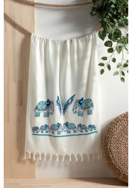 Loova Home Collection Loova Pamuk Peştemal, Plaj Havlusu, Banyo Havlusu, Fil Desen