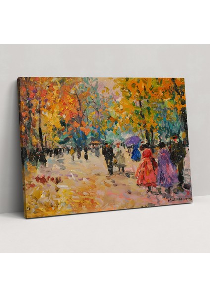 Empresyonizm Park Sahnesi Yürüyen Insanlar Kanvas Tablo - Empresyonizm, Ev Dekorasyonu, Kanvas Tablo, Duvar Sanatı, 50X30