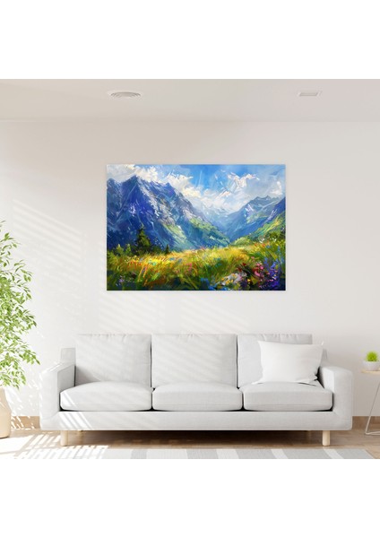 Mountain Vista Empresyonizm Duvar Tablosu - Empresyonizm, Duvar Süslemesi, Empresyonizm, Duvar Sanatı, 50X30 fiyatları