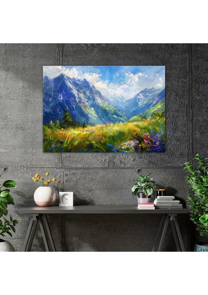 Mountain Vista Empresyonizm Duvar Tablosu - Empresyonizm, Duvar Süslemesi, Empresyonizm, Duvar Sanatı, 50X30 modelleri