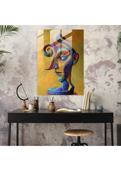 Maniyerizm Modern Sanat - Canlı Renkler ve Bükülmüş Formlar - Maniyerizm, Ev Dekorasyonu, Cam Duvar Sanatı, Modern Sanat, 50X70