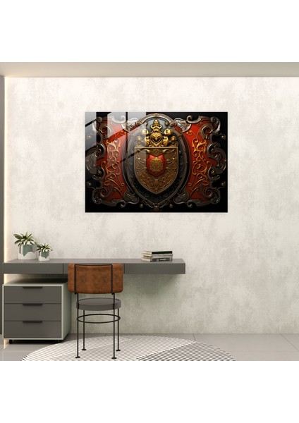 Ortaçağ Hanedanlık Armaları Cam Baskı - Ortaçağ, Modern Sanat, Duvar Dekorasyonu, Muhteşem, 45X30 modelleri