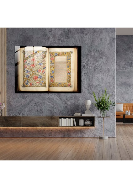 Ortaçağ Çiçek Cam Baskı - Ortaçağ, Ortaçağ, Ortaçağ El Yazması Bordürleri, Cam Baskı, 45X30 fiyatları