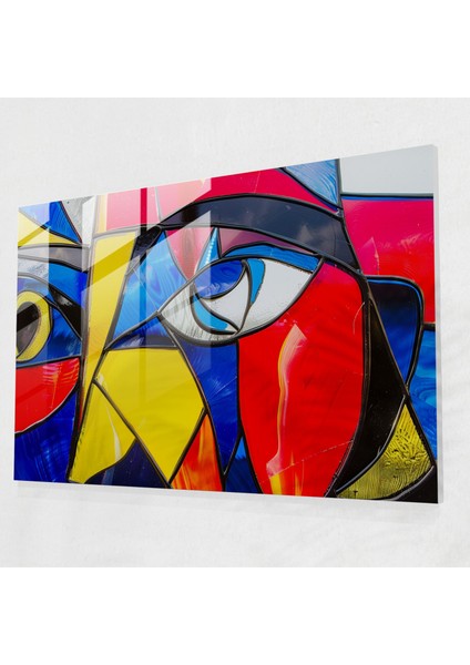 Pablo Picasso Glass Art - Cesur Şekiller - Pablo Picasso, Pablo Picasso, Soyut Sanat, Cam Sanatı, 45X30