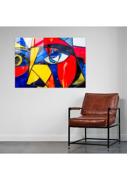 Pablo Picasso Glass Art - Cesur Şekiller - Pablo Picasso, Pablo Picasso, Soyut Sanat, Cam Sanatı, 45X30