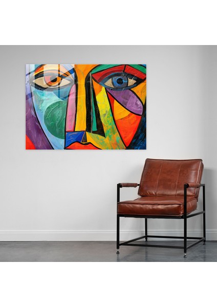 Pablo Picasso Cam Baskı - Soyut Portre - Pablo Picasso, Duvar Süslemesi, Cam Baskı, Pablo Picasso, 45X30