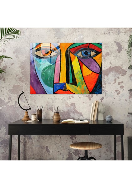 Pablo Picasso Cam Baskı - Soyut Portre - Pablo Picasso, Duvar Süslemesi, Cam Baskı, Pablo Picasso, 45X30
