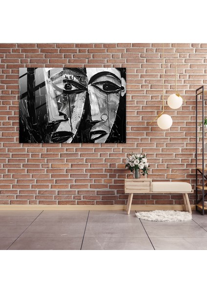 Pablo Picasso Duvar Dekorasyonu - Soyut Yüzler - Pablo Picasso, Modern Sanat, Pablo Picasso, Cam Baskı, 45X30