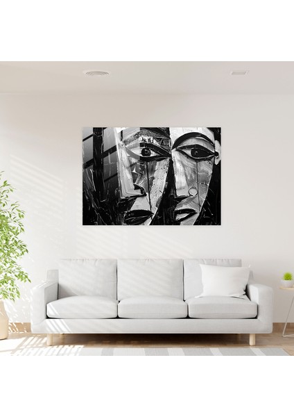 Pablo Picasso Duvar Dekorasyonu - Soyut Yüzler - Pablo Picasso, Modern Sanat, Pablo Picasso, Cam Baskı, 45X30