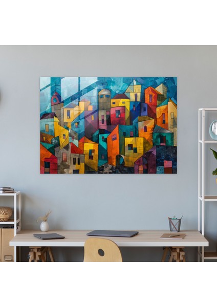 Modern Sanat Cam Duvar Sanatı - Kübist Şehir Manzarası - Pablo Picasso, Cam Duvar Sanatı, Cam Sanatı, Pablo Picasso, 45X30