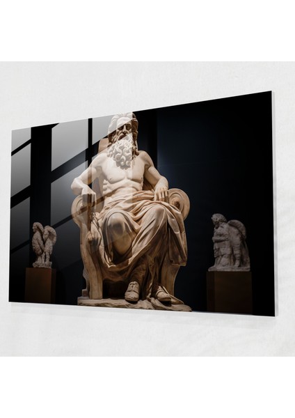 Mitoloji Cam Baskı - Tahtta Zeus - Mitoloji, Cam Sanatı, Tanrıların Kralı, Duvar Süslemesi, 45X30